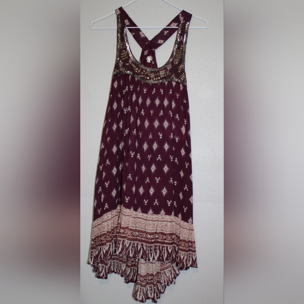 Chic Burgundy Patterned Maxi Skirt